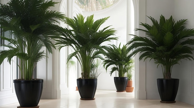 Indoor pot fan palm trees as classic houseplants