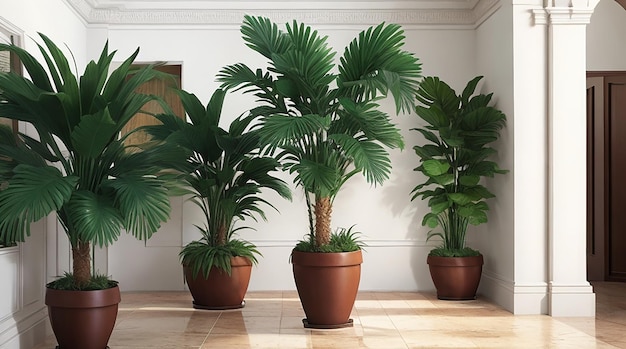 Indoor pot fan palm trees as classic houseplants