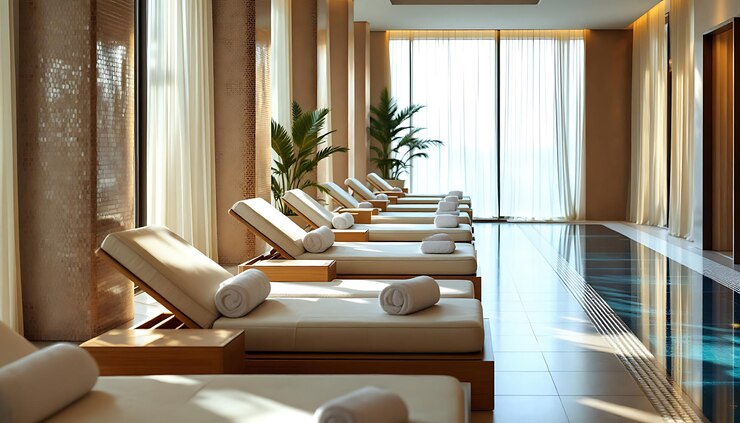 Фотография крытый бассейн в гостиничном спа- и wellness-центре