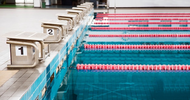 Indoor Swimming Pool and Lane on water surface for Sport outdoor