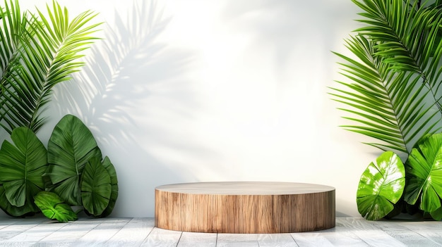 Indoor tropische 3D-scene modern minimalistisch displayplatform en rustige vibes