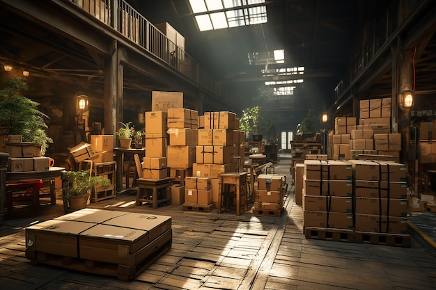 indoors shipping warehouse