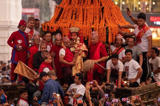 Photo indra jatra also known as yeny is the biggest religious street festival in kathmandu nepal