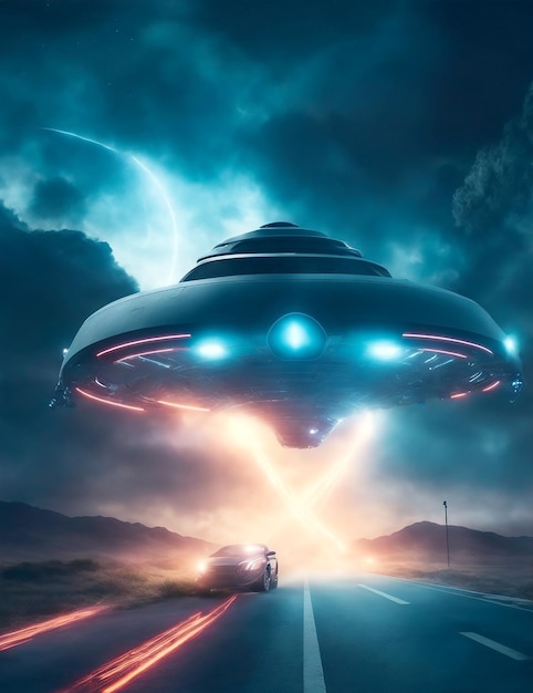 Indrukwekkend landschap van een UFO-ontvoering