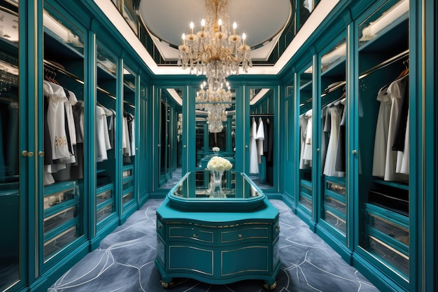 Indulge in the Allure of a Fashionable Walkin Closet Mesmerizing Turquoise