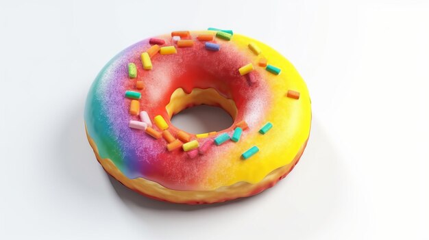 Photo indulge in the colorful delight of a rainbow donut