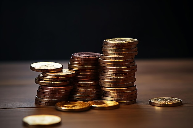 Indulge in Delicious Riches A Captivating Display of Chocolate Coins on a Sleek Grey Table