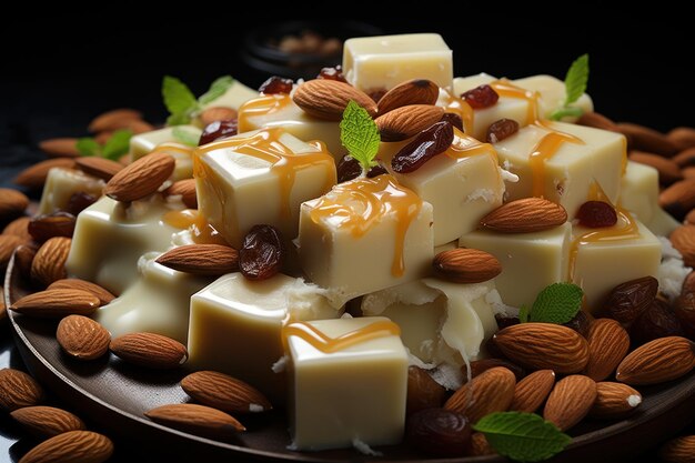 Photo indulge in the exquisite taste of marasmi and almond infused fudge ramadan and eid wallpaper