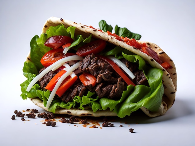 Indulge in the flavors of a doner kebab wrap featuring succulent meat AI_Generated