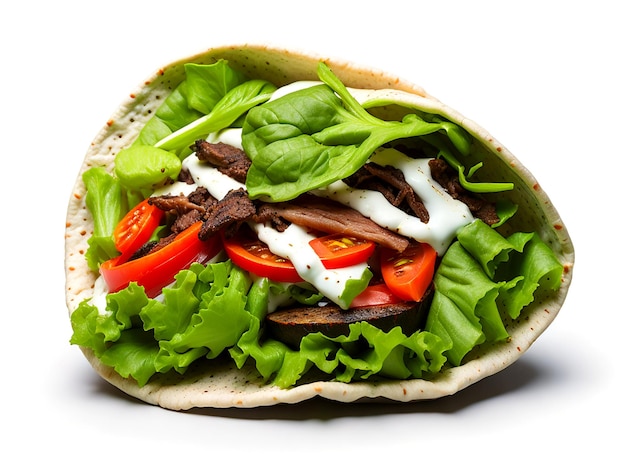 Indulge in the flavors of a doner kebab wrap featuring succulent meat AI_Generated