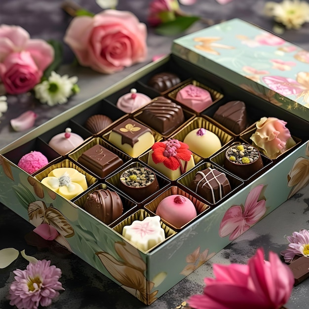 Photo indulge in joy with chocolates flowers a delightful womens day surprise