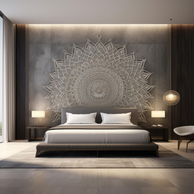 Indulge in Opulence A Minimalist MandalaInspired HiEnd Suite with Luxurious Paving and Wall Paper
