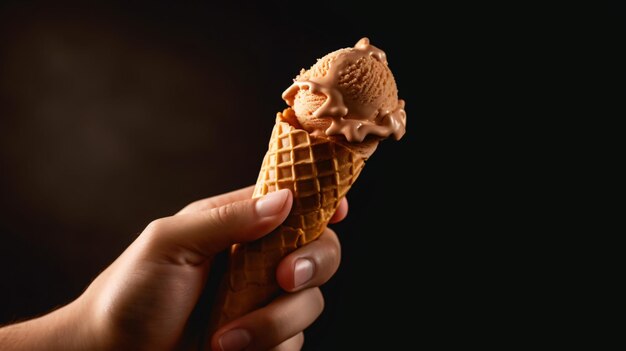 Indulge in the Richness of Chocolate with this Scrumptious Waffle Cone Delight Generated by AI