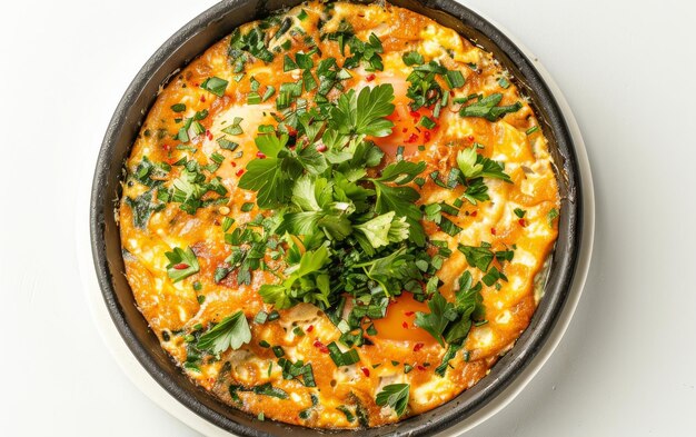 Indulge in the Richness of Turkish Menemen On White Background