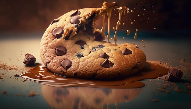 Indulge in the Sweetness of Freshly Baked Chocolate Cookies AI Generative