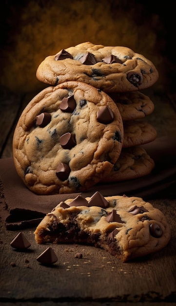 Indulge in the Sweetness of Freshly Baked Chocolate Cookies AI Generative