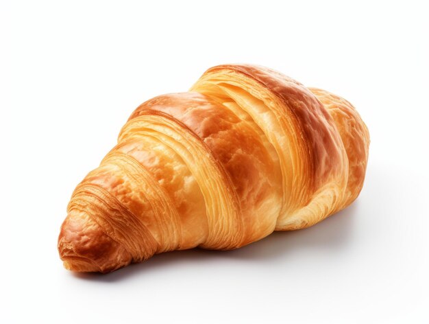 Assaporate il sapore della francia croissant croccante e burrosino su bianco