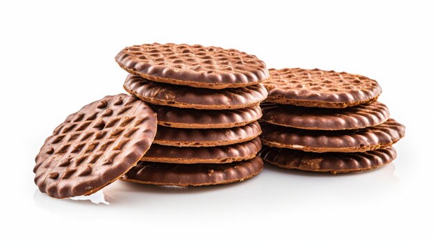 Indulgent Chocolate Dipped Biscuits on White Background