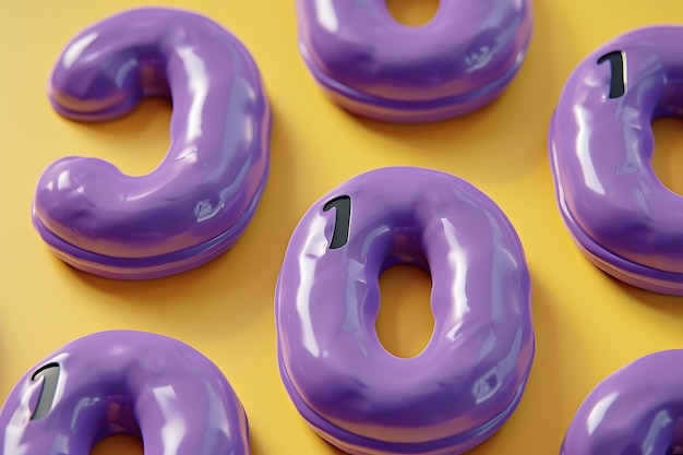 Photo indulgent digits dive into irresistible 3d donut numbers