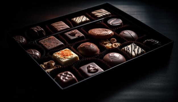Восхитительная вариация сувенирной коробки с шоколадным трюфелем, созданная искусственным интеллектом