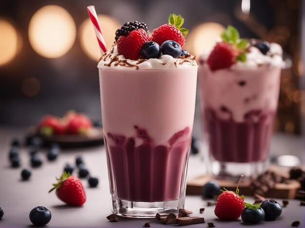 Indulgent milkshakes desserts sweet chocolate berry fruits creamy refreshments