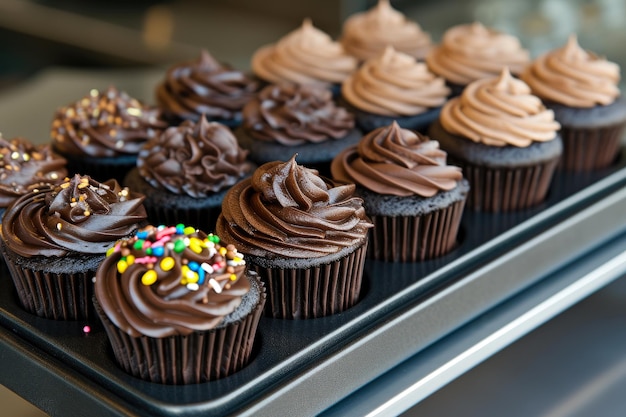 Indulgent Treats Frosted Cupcakes Ready to Enjoy