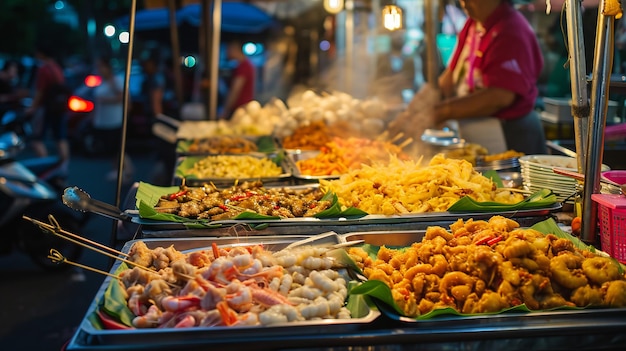 Premium AI Image | Indulging in the Flavors of Thailands Night Market