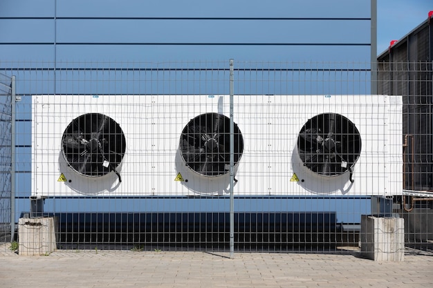 Photo industrial air conditioner units outside the building