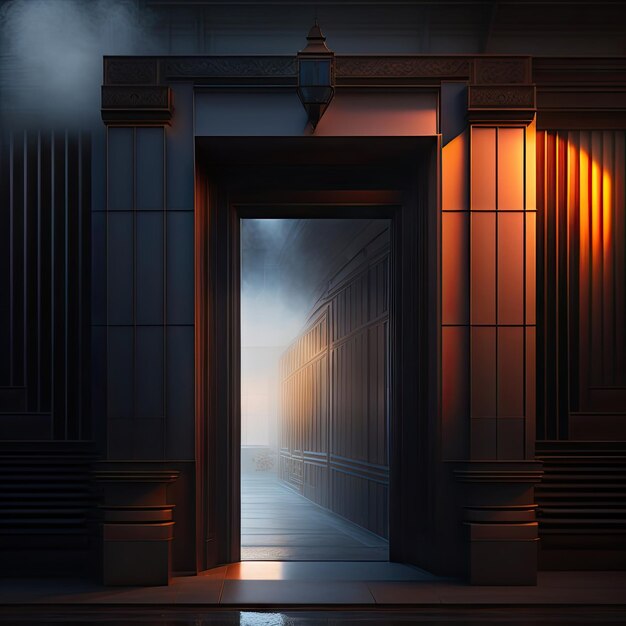 Industrial and Architectural Doorway Cinematic Lighting Smoke and Shadow