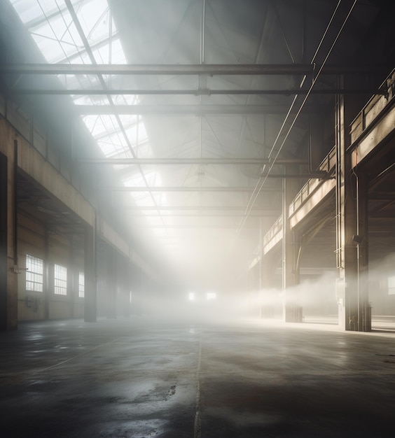 Industrial building interior with large empty space