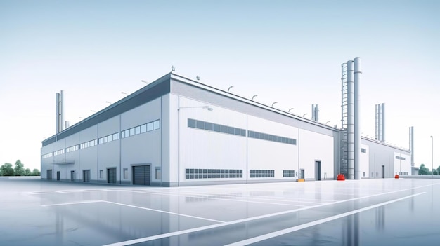 Photo industrial building or modern factory for manufacture
