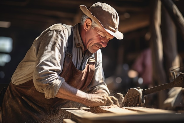 写真 工業 木工  sawmill 機械 人工 ワークショップ アイを生成する