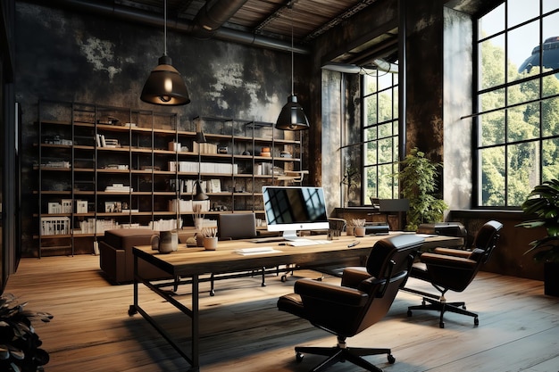 Industrial Chic Office Space Interior Design