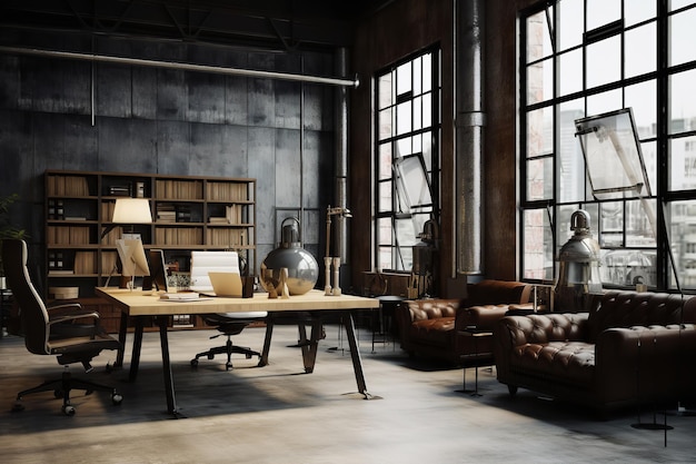 Industrial Chic Office Space Interior Design