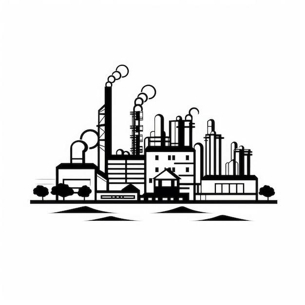 Photo industrial city zone pictogram trencin easy black and white linear vector design with no backgro