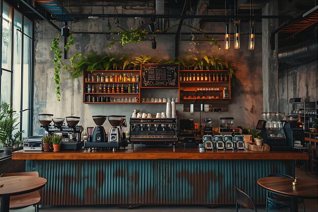 Photo industrial coffee shop displayed on the wall