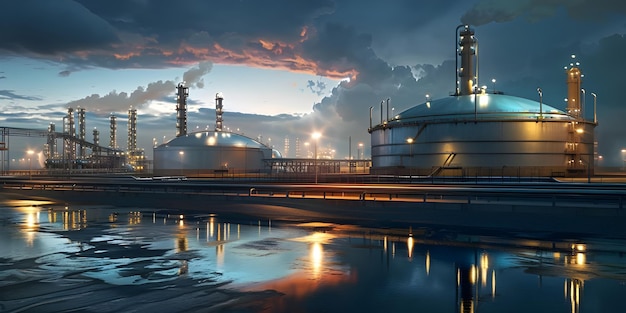 Industrial complex with a massive LNG storage tank Ai Generated