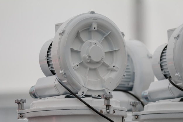 Industrial compressor on chemical plant - close up view