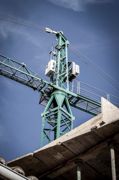 Industrial Crane, under construction building, machine