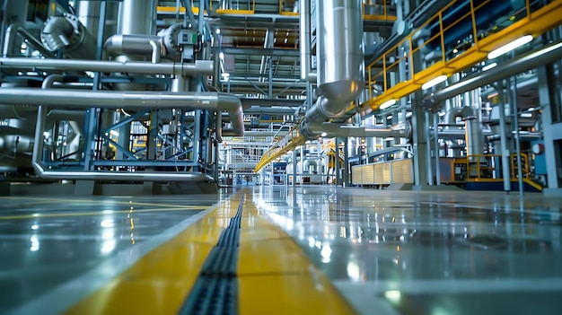 industrial facility interior with reflective floor photo