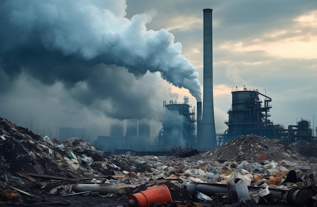 Industrial factories with air pollution