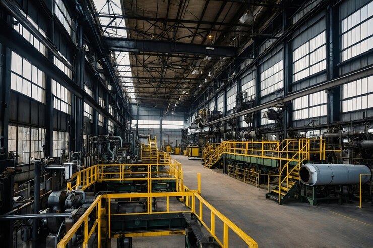 Photo industrial factory interior with machinery
