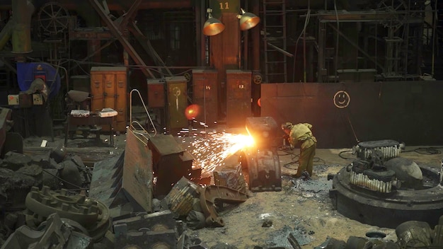 industrial foundry operations the processes of melting and molding metal components stock clip