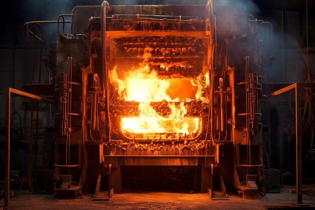 Photo industrial furnace with intense flames