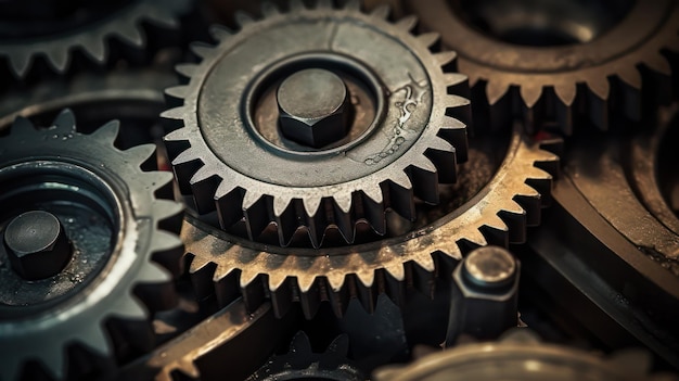 Industrial Gear Mechanism in Closeup Machinery and Engineering Detail