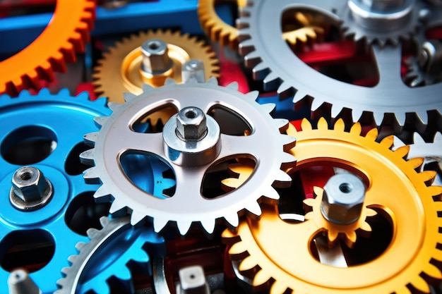 Industrial innovation gears and cogs working in unison