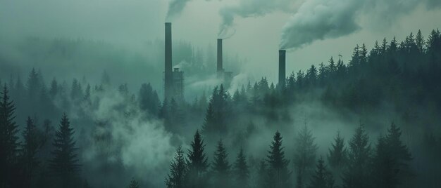 Industrial Intrusion Smokestacks Amidst Natures Beauty