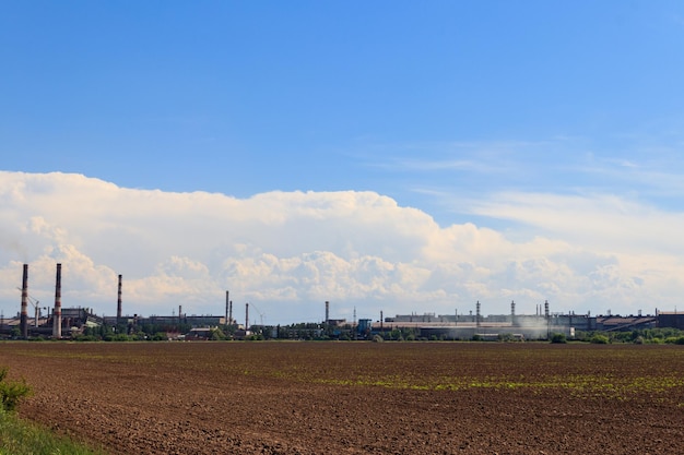 Industrial landscape View of factory in Nikopol Dnepropetrovsk region