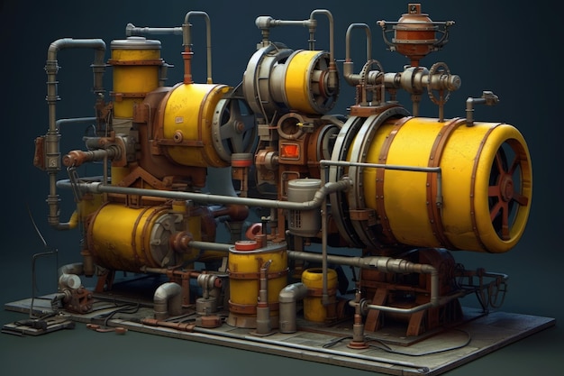 Industrial mechanical plant concept 3d art