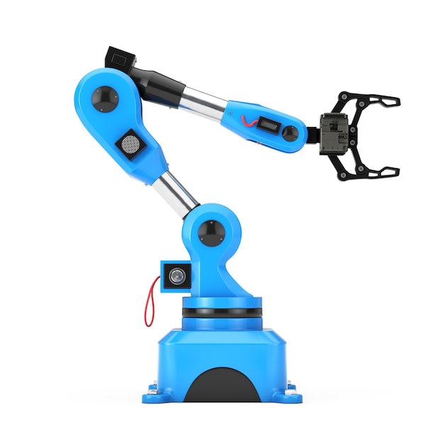 Industrial Mechanical Robotic Hand Arm Manipulator on a white background. 3d Rendering